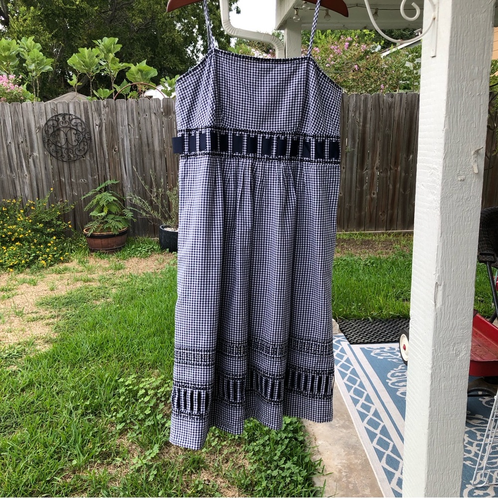 🛍️Andre Oliver 100% Cotton Gingham Print Country Dress - Size 12/L